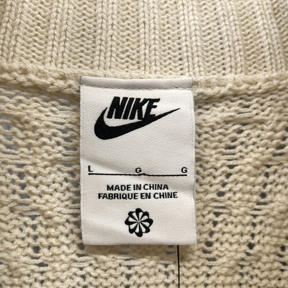 NWT Nike Life Mens Cable Knit Turtleneck Sweater Off White Chunky Relaxed Large - Picture 8 of 11